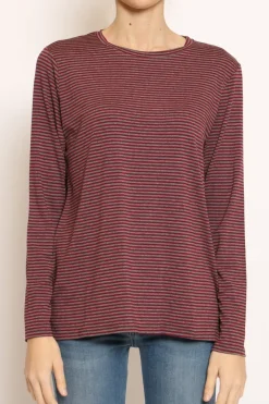 Zeroassoluto T-shirt manica lunga righe grigio/vino