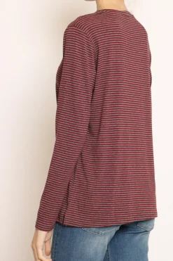 Zeroassoluto T-shirt manica lunga righe grigio/vino