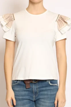 Have one T-shirt manica volant bianco/beige/bianco