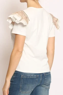 Have one T-shirt manica volant bianco/beige/bianco