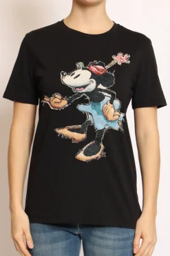 Tensione In T-shirt patch topo nero minnie