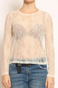 Vicolo T-shirt pizzo burro