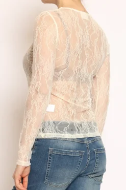 Vicolo T-shirt pizzo burro