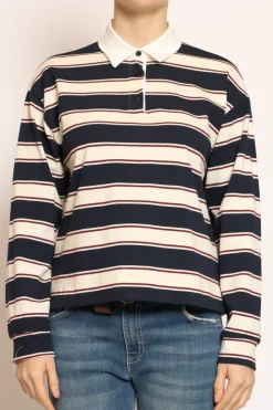Zeroassoluto T-shirt polo a righe blu/burro/bordeaux
