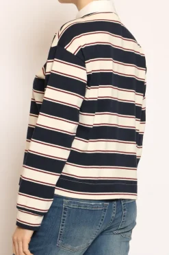 Zeroassoluto T-shirt polo a righe blu/burro/bordeaux