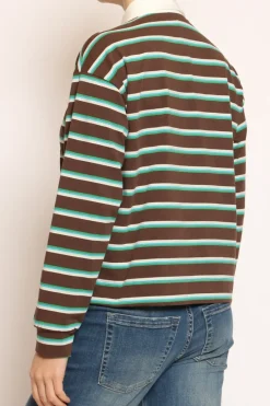 Zeroassoluto T-shirt polo a righe moka/azzurro/verde