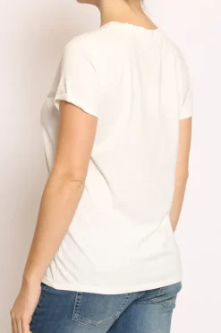 Vicolo T-shirt ricamo PAZIENZA bianco/moro