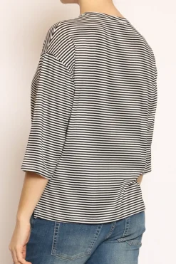 Zeroassoluto T-shirt righe a scatola in jersey manica 3/4 nero/bianco