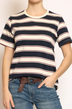 Zeroassoluto T-shirt righe girocollo blu/burro/bordeaux