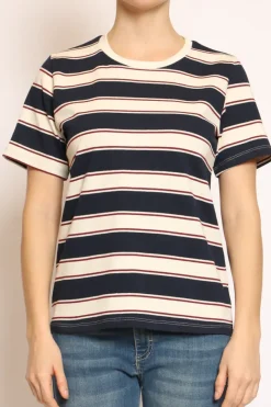 Zeroassoluto T-shirt righe girocollo blu/burro/bordeaux
