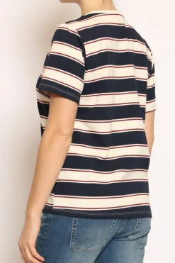 Zeroassoluto T-shirt righe girocollo blu/burro/bordeaux