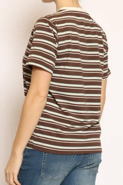 Zeroassoluto T-shirt righe girocollo moka/acqua/burro