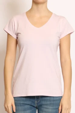 T-shirt scollo V elasticizzata mezza manica