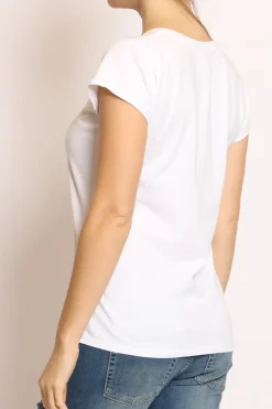 T-shirt scollo V elasticizzata mezza manica
