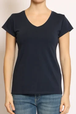 T-shirt scollo V elasticizzata mezza manica