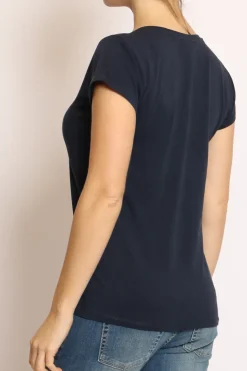 T-shirt scollo V elasticizzata mezza manica