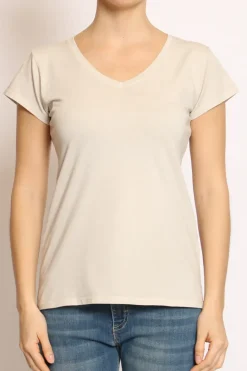 T-shirt scollo V elasticizzata mezza manica