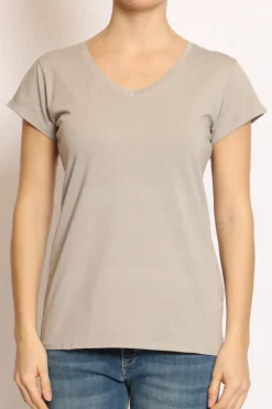 T-shirt scollo V elasticizzata mezza manica