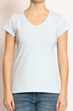 T-shirt scollo V elasticizzata mezza manica