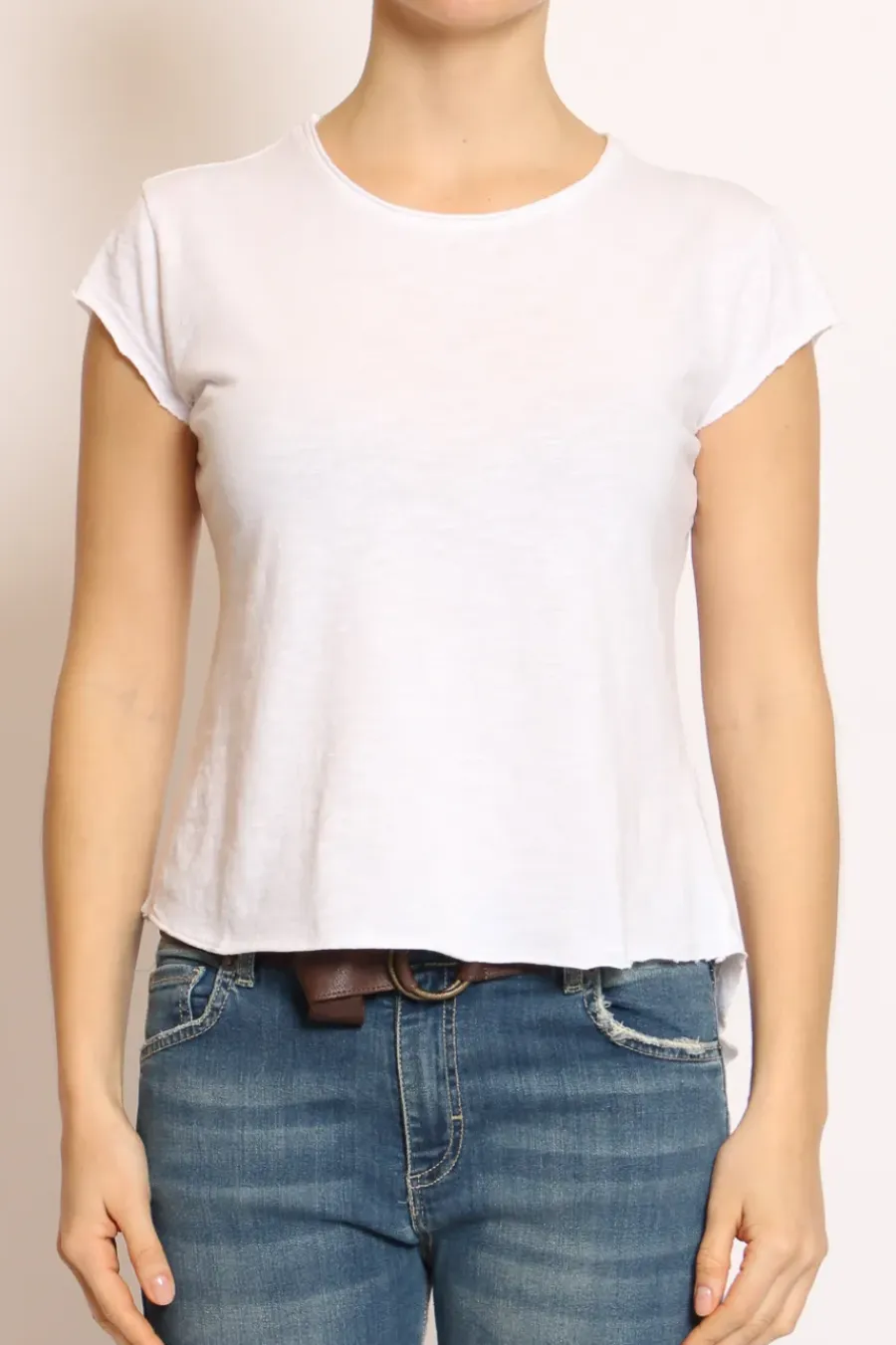 T-shirt taglio vivo cotone fiammato mezza manica
