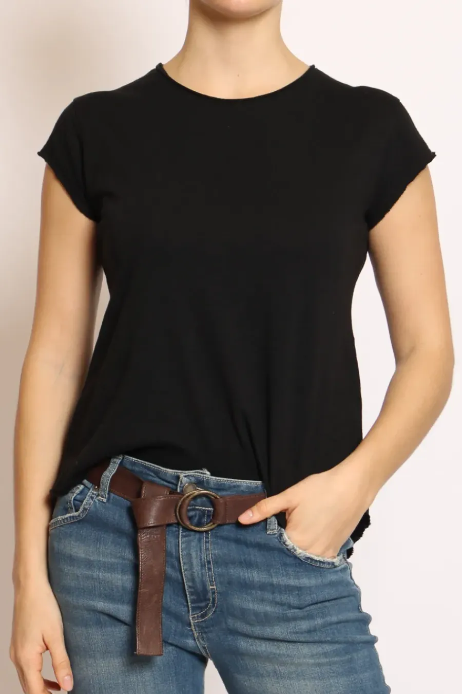 T-shirt taglio vivo cotone fiammato mezza manica