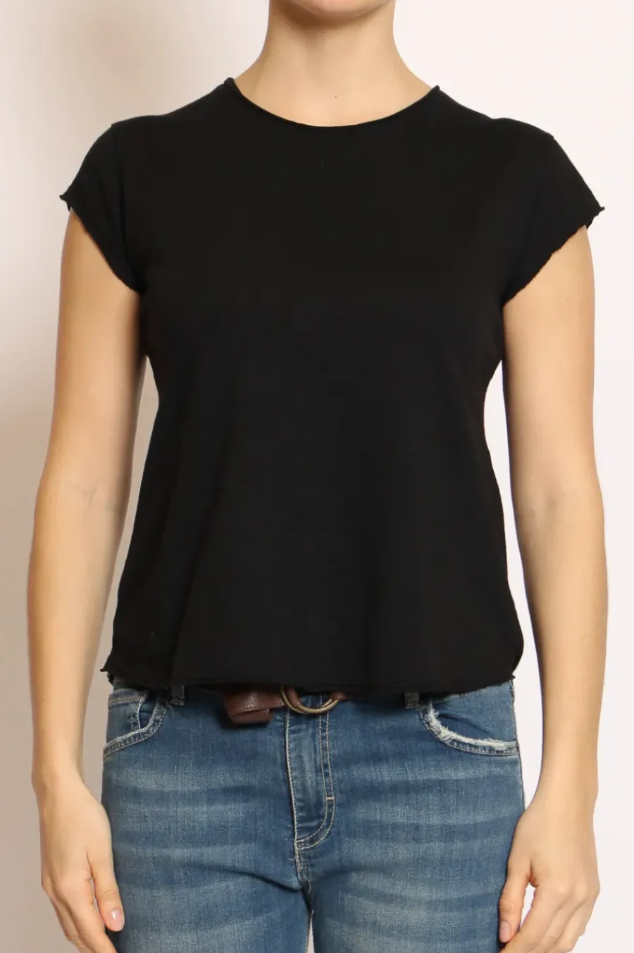 T-shirt taglio vivo cotone fiammato mezza manica