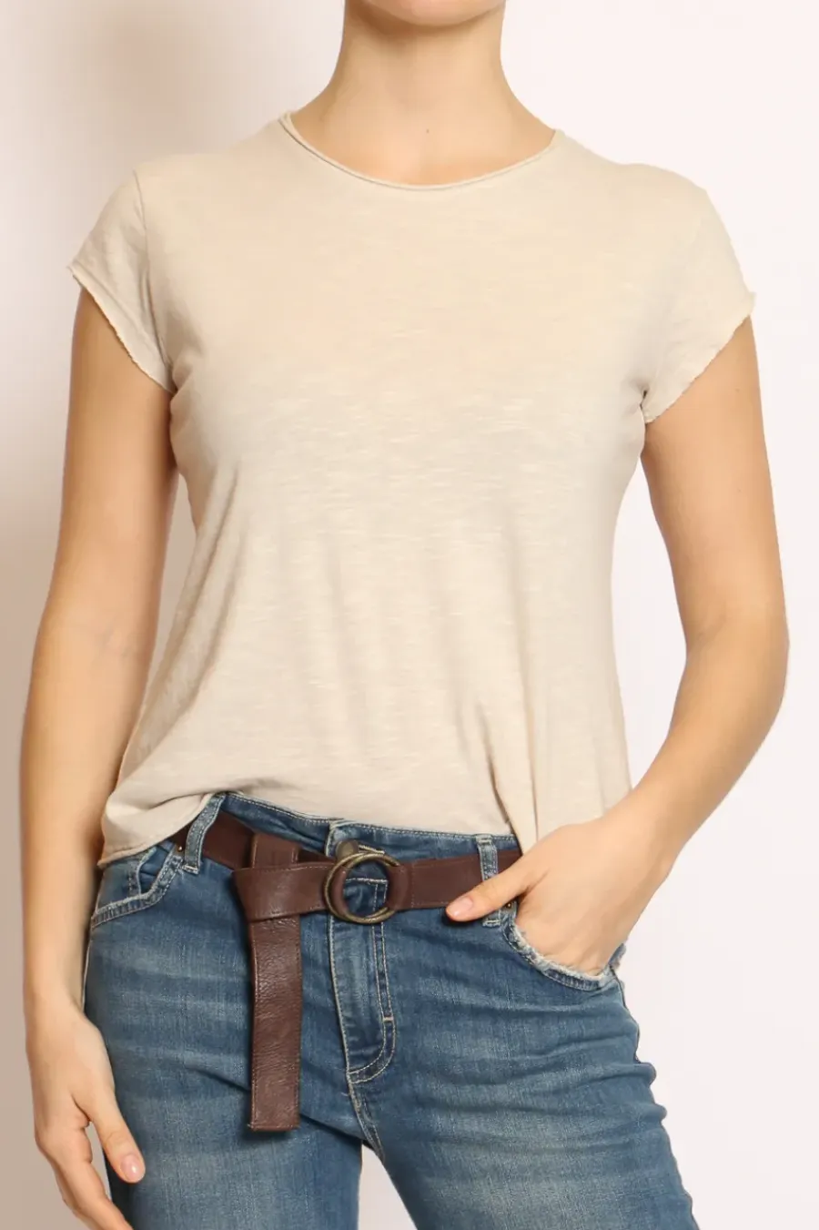 T-shirt taglio vivo cotone fiammato mezza manica