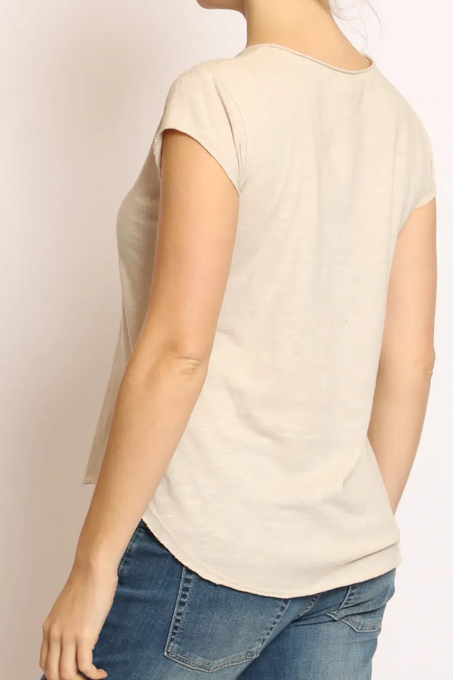 T-shirt taglio vivo cotone fiammato mezza manica