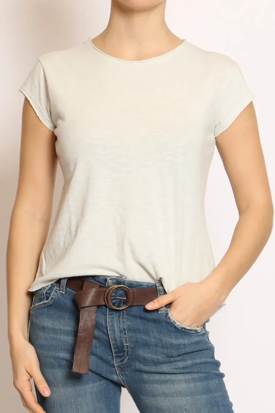 T-shirt taglio vivo cotone fiammato mezza manica