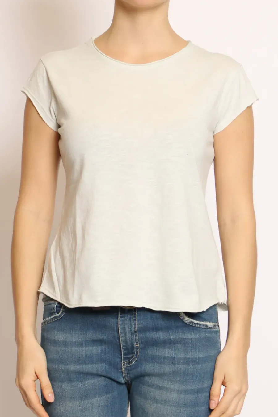 T-shirt taglio vivo cotone fiammato mezza manica