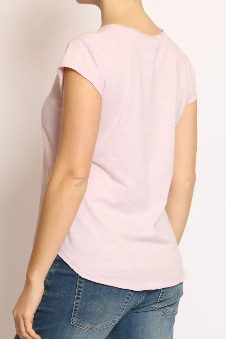 T-shirt taglio vivo cotone fiammato mezza manica