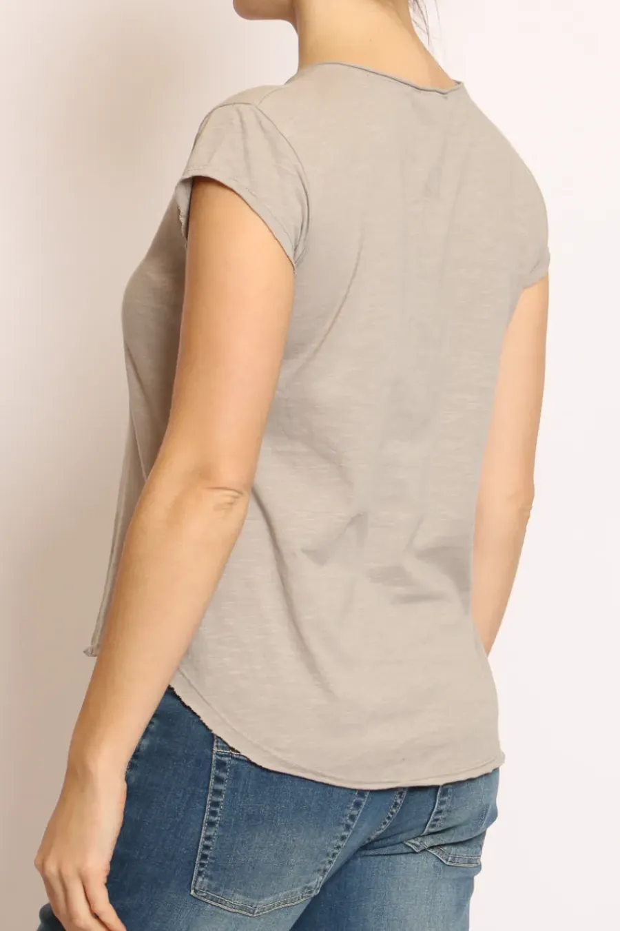 T-shirt taglio vivo cotone fiammato mezza manica