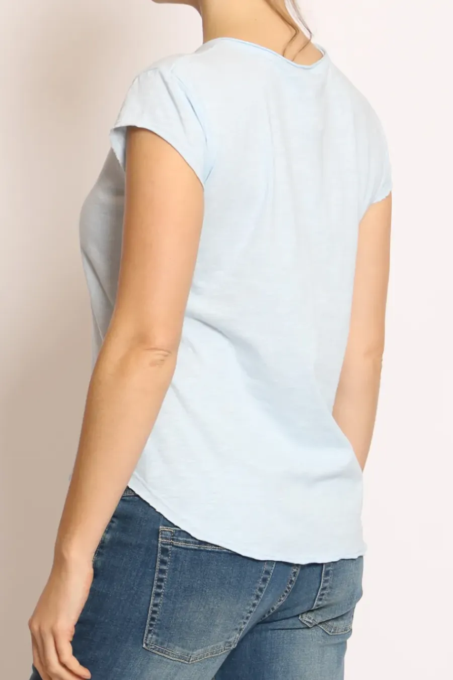 T-shirt taglio vivo cotone fiammato mezza manica